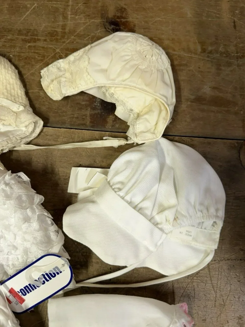 LOT of 13 Vintage Baby/Toddler Lace Bonnets for Small Dolls White Trim Floral